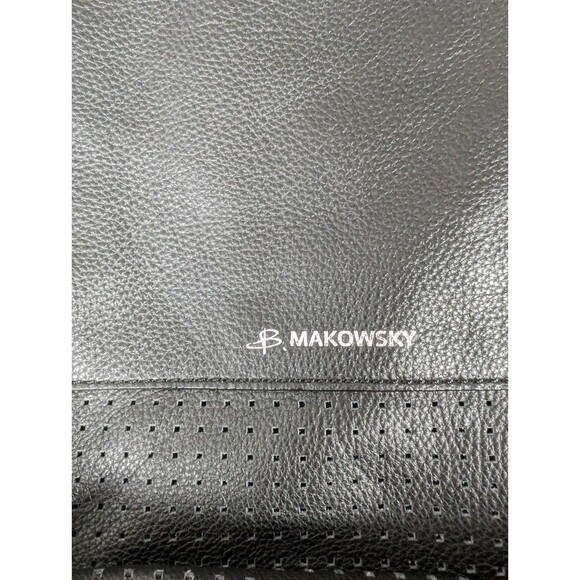 B. Makowsky Leather Handbag Black Large Interior and Exterior Pockets Snap - Picture 2 of 15